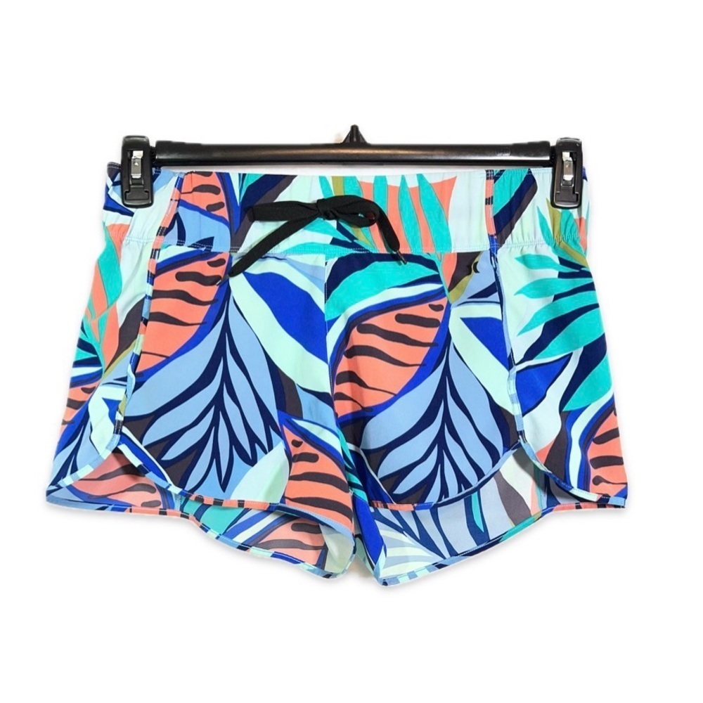 Hurley Women's Blue and Orange Shorts Size L Elastic Waistband Drawstring